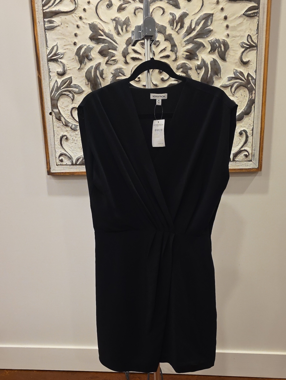NWT Nordstrom Faux Wrap Black Dress Medium